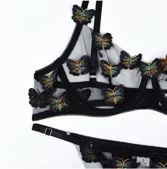 Tara Black Butterfly Lace