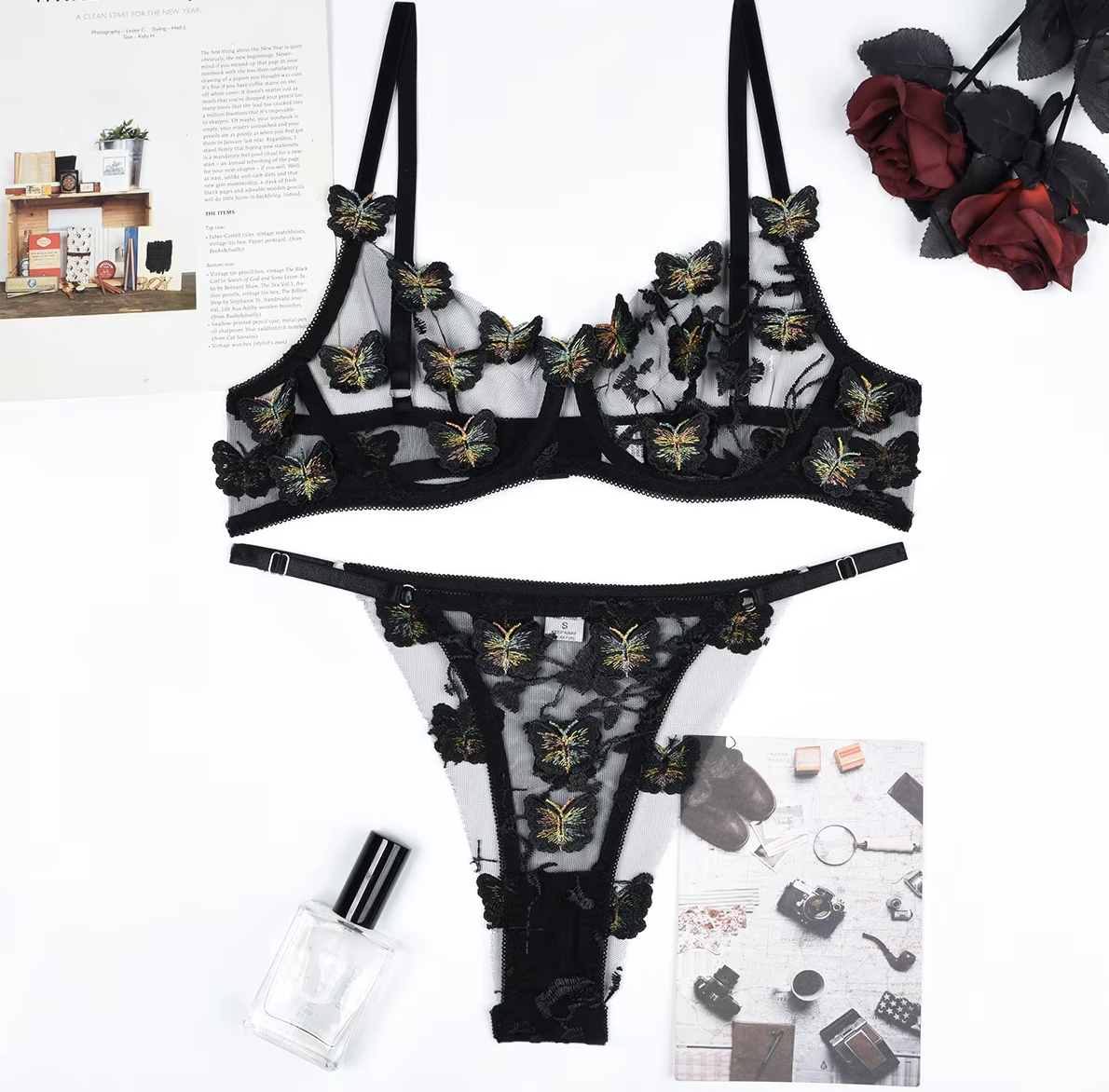 Tara Black Butterfly Lace